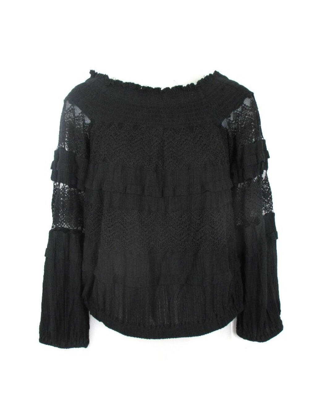 Express Womens Black Lace Long Sleeve On or Off Shoulder Blouse Small Whimsigoth